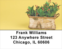 Holly Christmas Basket Address Labels | LBXMS-01