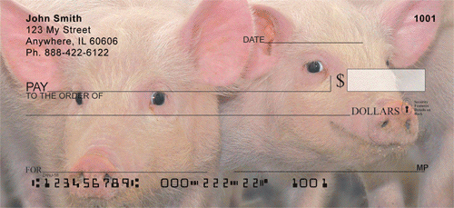 Pigs Piled Up Personal Checks