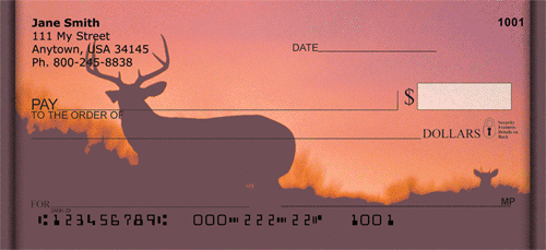 Deer Sunset Silhouettes Personal Checks