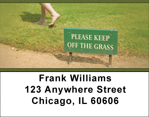 Please Keep Off The Grass Address Labels