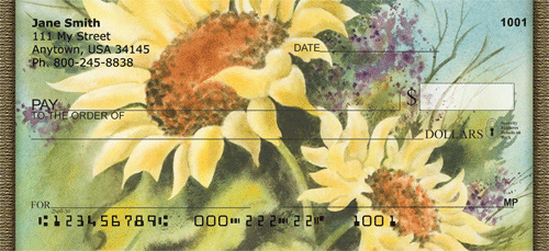 Watercolor Sunflowers Checks