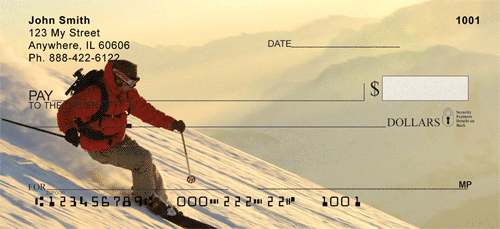 Skiing On A Golden Mountain Personal Checks
