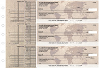 World Map Multi Purpose Designer Business Checks  | BU3-CDS26-DEP