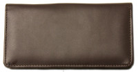 Dark Brown Smooth Leather Checkbook Cover