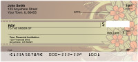Chocolate Floral Stripes Personal Checks | GEP-11