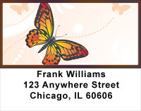 Filigree With Colorful Monarch Butterfly Address Labels