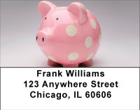 Pink Polka Dot Piggy Address Labels