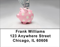 Pink Polka Dot Piggy Address Labels | LBBBC-36