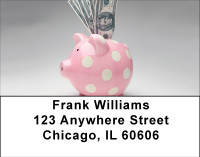 Pink Polka Dot Piggy Address Labels | LBBBC-36