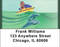 Jet Skiing With Dolphins Address Labels | LBBBH-58