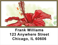 Hibiscus - Colorful Watercolor Address Labels | LBFLO-63