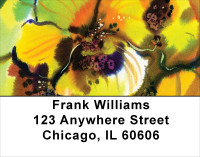 Golden Watercolor Orchids Address Labels | LBFLO-73