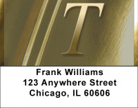 Solid Gold Monograms - T Address Labels | LBQBM-06