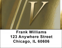 Solid Gold Monograms - V Address Labels | LBQBM-08