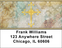 Fleur de Lis Cross Address Labels | LBQBQ-83