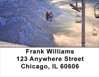 Skiing On A Golden Mountain Address Labels | LBSPO-30