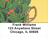 Holly Christmas Basket Address Labels | LBXMS-01