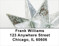 Christmas - Metalic Silver Stars Address Labels | LBXMS-26