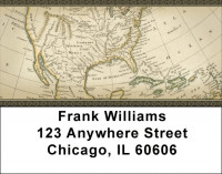 Vintage North America Map Address Labels | LBZMIL-16