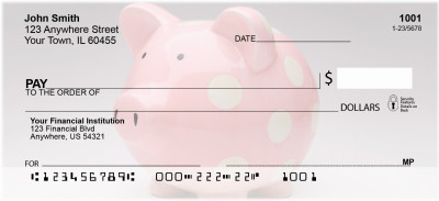Pink Polka Dot Piggy Personal Checks | BBC-36