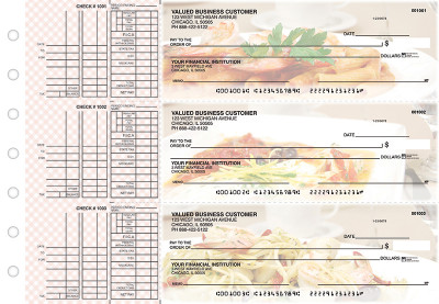 Italian Cuisine Multi Purpose Designer Business Checks  | BU3-CDS05-DEP