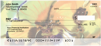 Golden Watercolor Orchids Personal Checks | FLO-73