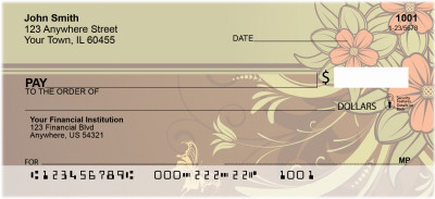 Chocolate Floral Stripes Personal Checks | GEP-11
