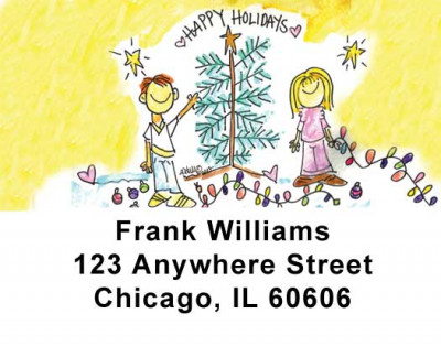 Happy Holidays: Tree Address Labels by Amy S. Petrik | LBAMY-06