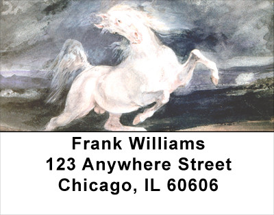 Wild White Stallion Address Labels | LBANJ-35