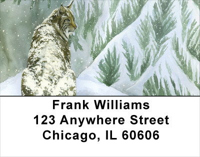 Big Cat In Winter Address Labels | LBANK-67
