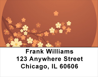 Oriental Inspired Cherry Branch Address Labels | LBFLO-59