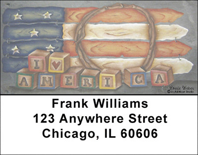 Americana Picket Flag Address Labels by Lorrie Weber | LBJHS-08