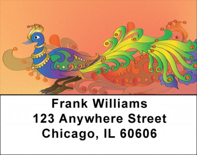 Adorned Peacocks Address Labels | LBQBA-52