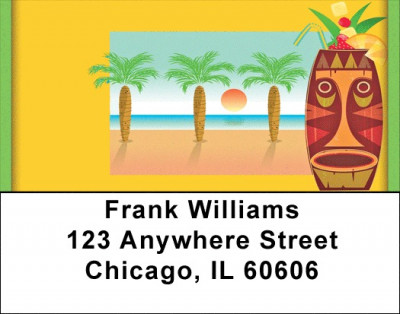 Tiki Beach Refreshments Address Labels | LBQBF-23