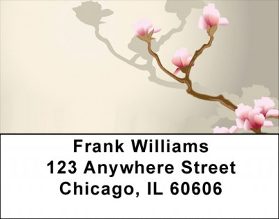 Oriental Cherry Blossoms Address Labels | LBQBG-34