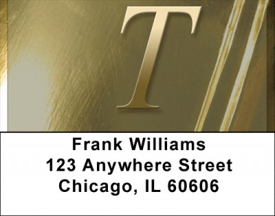 Solid Gold Monograms - T Address Labels | LBQBM-06