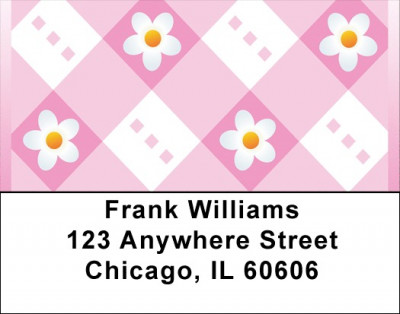 Daisies On Gingham Address Labels | LBQBN-14