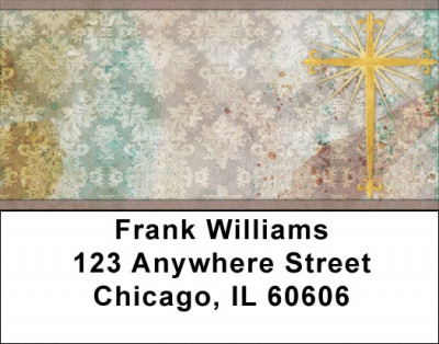 Fleur de Lis Cross Address Labels | LBQBQ-83