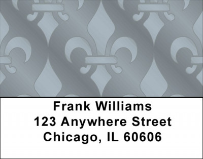 Brushed Metal Fleur de Lis Address Labels | LBQBQ-88