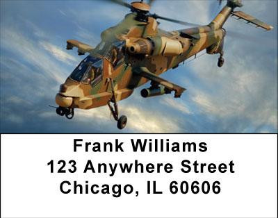 Camouflaged Helicopters In Flight Address Labels | LBTRA-23