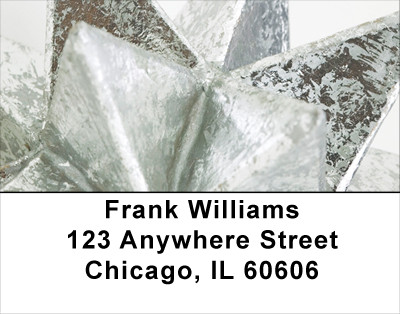 Christmas - Metalic Silver Stars Address Labels | LBXMS-26