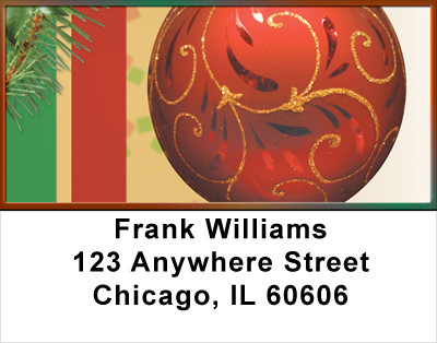 Red Ornaments Address Labels | LBXMS-33