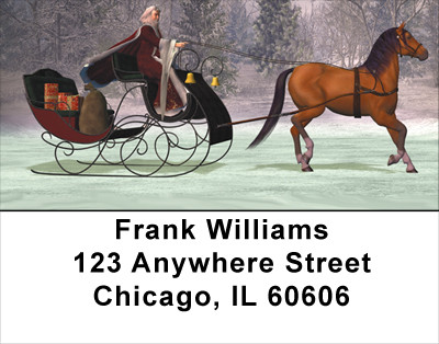 Vintage Christmas Sleigh Ride Address Labels | LBXMS-34