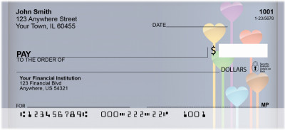 Hearts On Many Colors Personal Checks | QBN-52