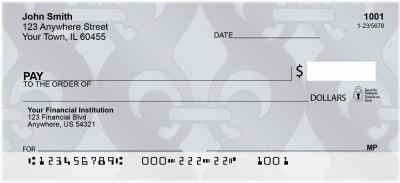 Brushed Metal Fleur de Lis Personal Checks | QBQ-88