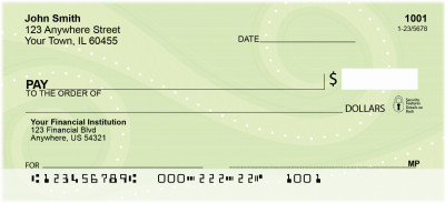 Contemporary Green Swirls Personal Checks | QBR-07