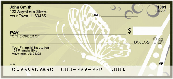 Butterflies On Green Personal Checks