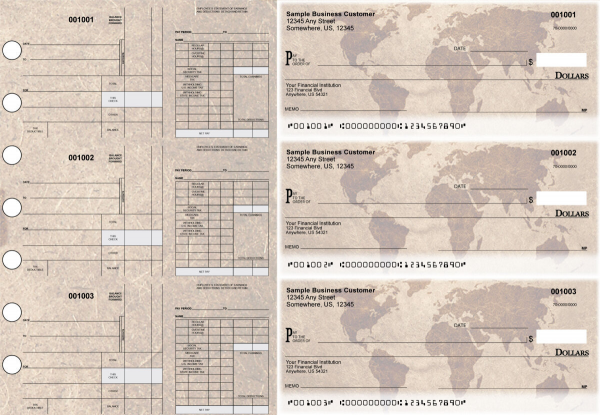 World Map Disbursement Payroll Designer Business Checks