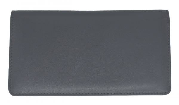 Grey Premium Leather Checkbook Cover 