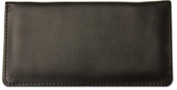 Black Smooth Leather Checkbook Cover